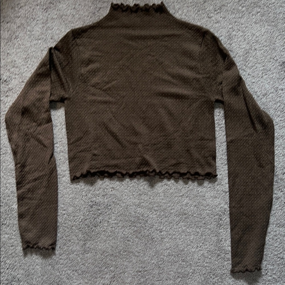 Brown Long Sleeve Crop Top